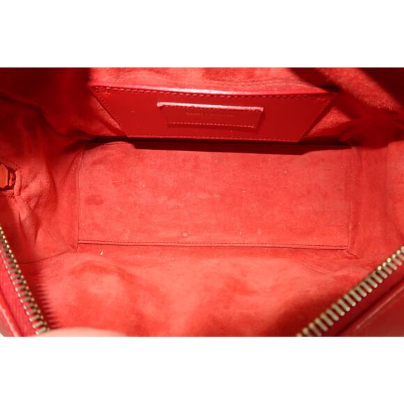 Saint Laurent Leather Logo Accent Classic Duffle Bag Red - Picture 10 of 13